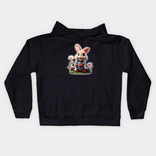 Floral Hopper bunny Kids Hoodie